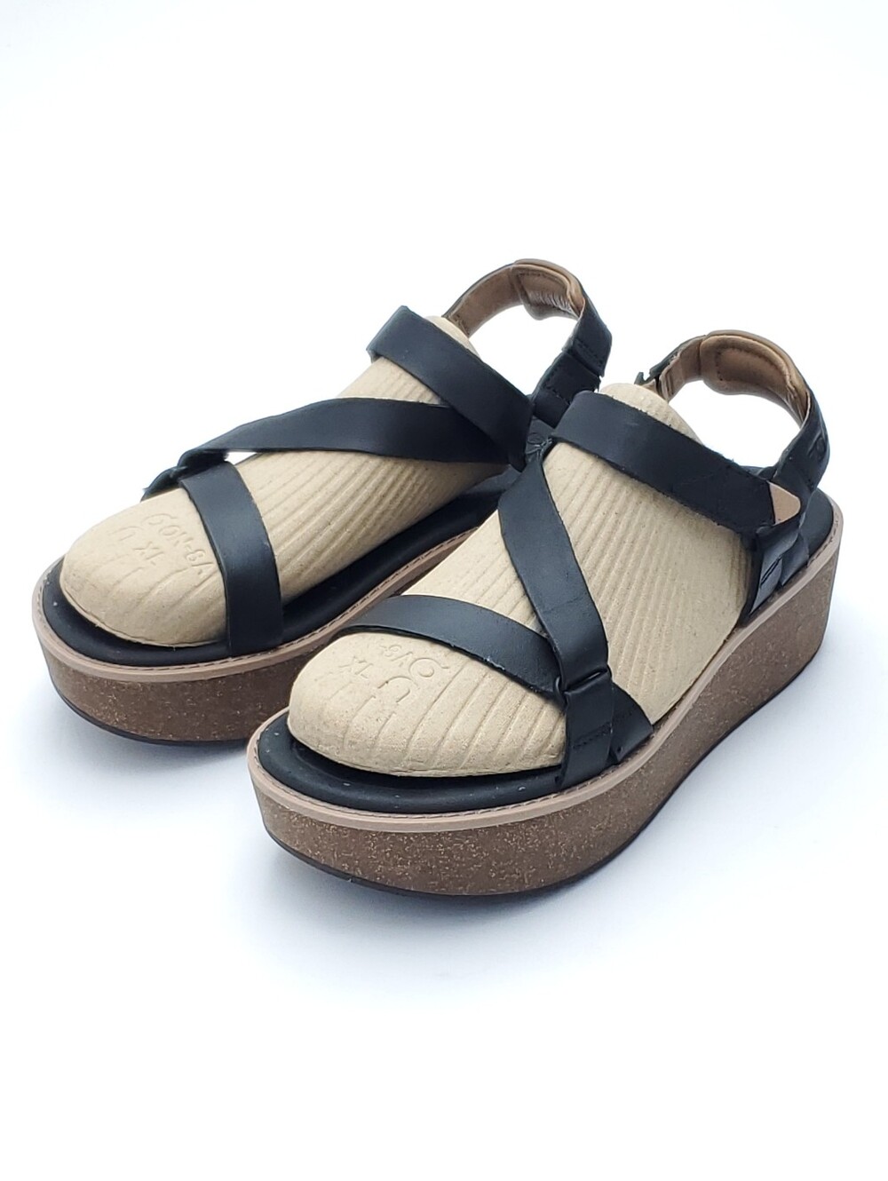 Teva Madera Wedge Leather Platform Sandals Black Open Toe Womens Size 9 Chunky - Picture 3 of 10